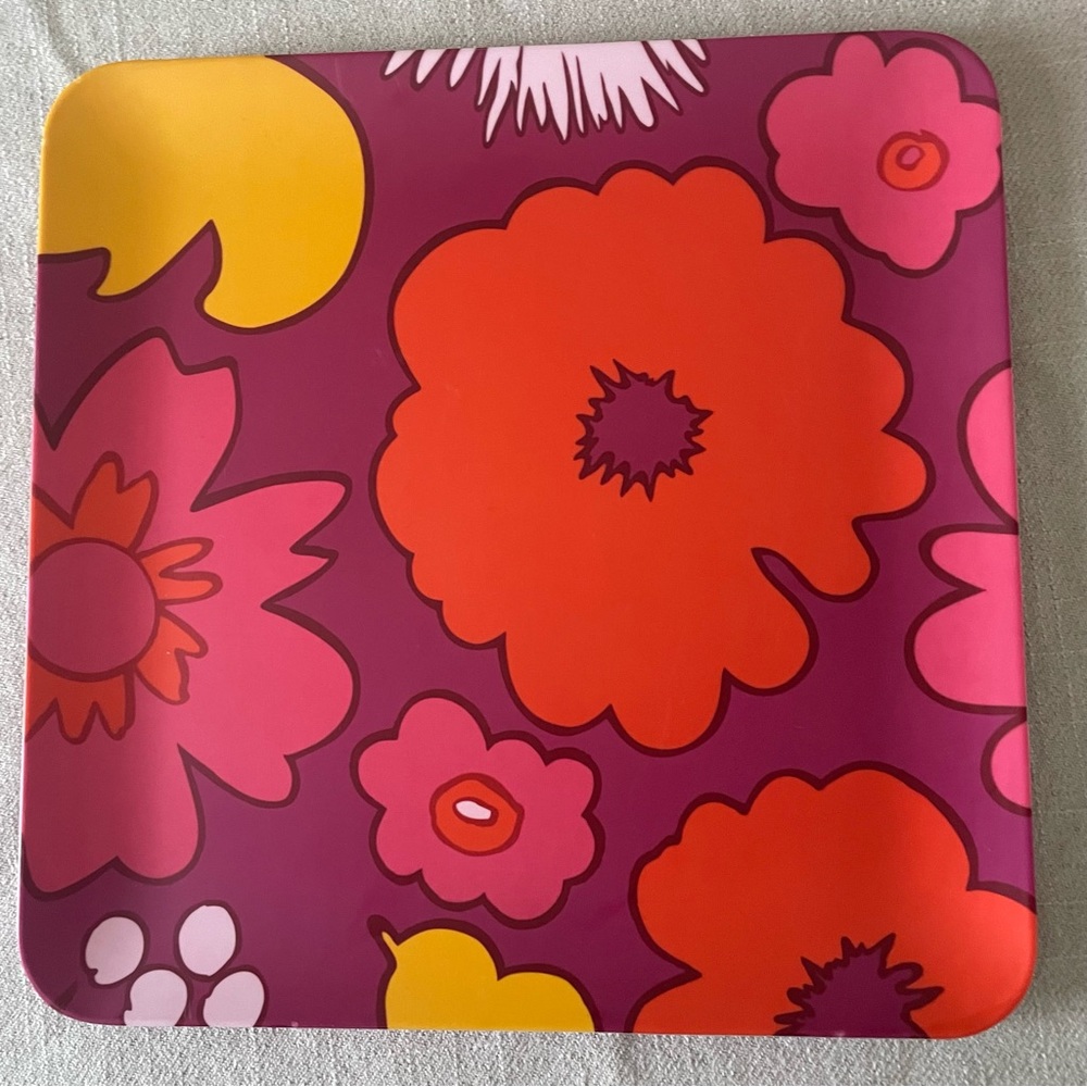 Marimekko x Target large serving tray Melamine pink floral pattern